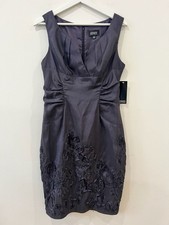 Adrianna Papell Women's Sleeveless Sheath Cocktail Dress with Floral Applique De