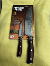 FORGED IN FIRE Hammered Stainless Steel 2 Pc. Chef Knife Set 8” Paring  3.5”