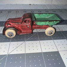 ARCADE 1930 s CAST IRON DUMP TRUCK - 4 INCH- GOOD ORIGINAL - VINTAGE TOY TRUCK