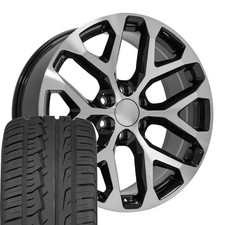 5668 Black 22x9 Rims 28545r22 As Tires Set Fit Chevy Gmc Cadillac