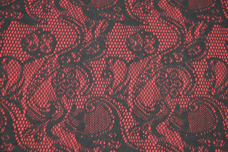 Vintage Lip Service Skirt Womens Medium Black Red Floral Lace Maxi Gothic USA - Image 3 of 4