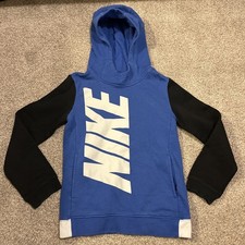 Nike Blue Black Colorblock Pullover Hoodie Youth Boy Size Medium