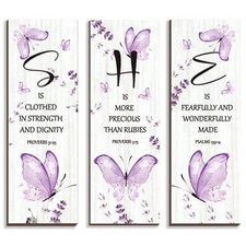 3 Pcs Butterfly Wall Decor Purple Room Decor Butterfly Wall Art Wooden