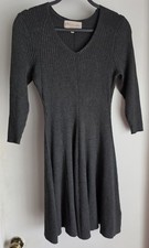Philosophy Gray Ribbed Sweater Dress Size L 3/4 Sleeve Bodycon Midi Knit