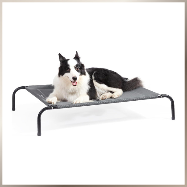 Hundeliege Grau MittelgroßE Hunde Outdoor Camping 105X65 Cm ErhöHtes Hundebett-image