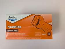 ProWorks Orange Nitrile Gloves Medium M 100ct Powder Free Heavy Duty