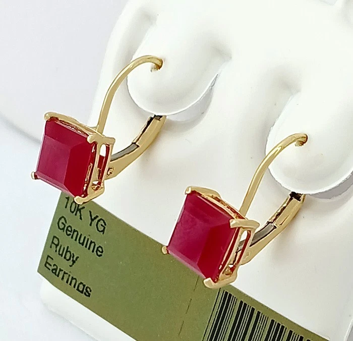 GENUINE 2.58 Cts RUBY EARRINGS 10K YELLOW GOLD - Free Certificate Appraisal - Image 2 of 4