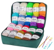 ilauke H&auml;kelgarn-Set 20 Farben x 30g Acryl f&uuml;r 3 mm, bunt