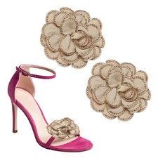 3" Decorative Shoe Clips, 2 Pcs Flower Rhinestone Clips for Women, Brown