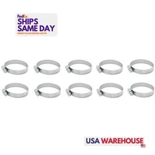 Vibrant 12153, Set of 10 Natural Stainless Steel S.S. Worm Gear Clamps 1.30In To