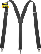 Men'S Solid Elastic Suspenders 1 Inch Y-Back Adjustable Suspenders