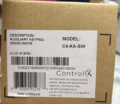 Control4 - Auxiliary Keypad - Snow White - C4-KA-SW. 3 Available, Each Sold Sep.