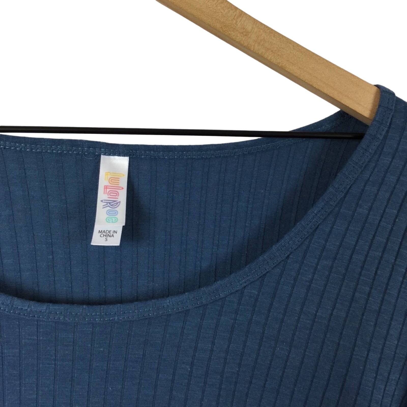 LuLaRoe Lynnae Top, Solid Blue, Size Small - image 2