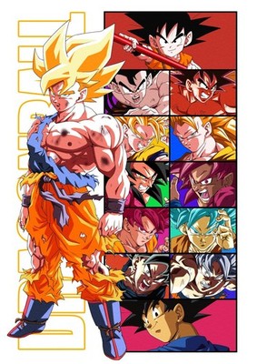 Goku Evolution Poster Dragon Ball Z Super All Forms Art Print Wall Decor Gift