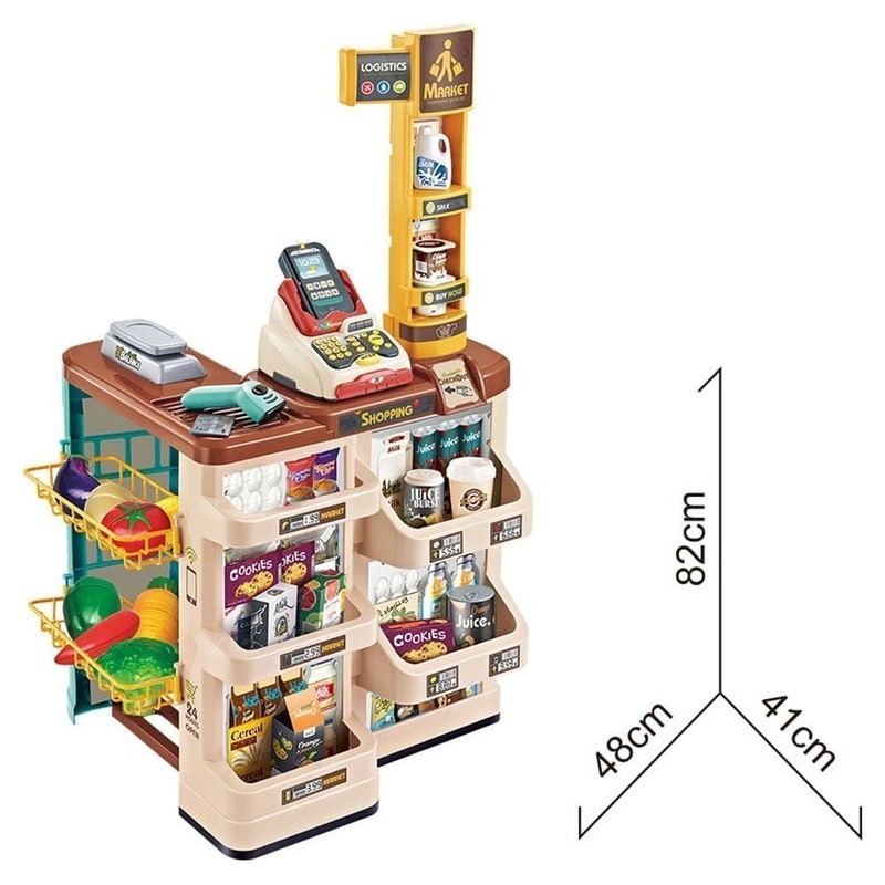 как выглядит Supermarket Play Set W/ Shopping Cart Grocery Cash Register Toy Kids 3-7 Plastic фото