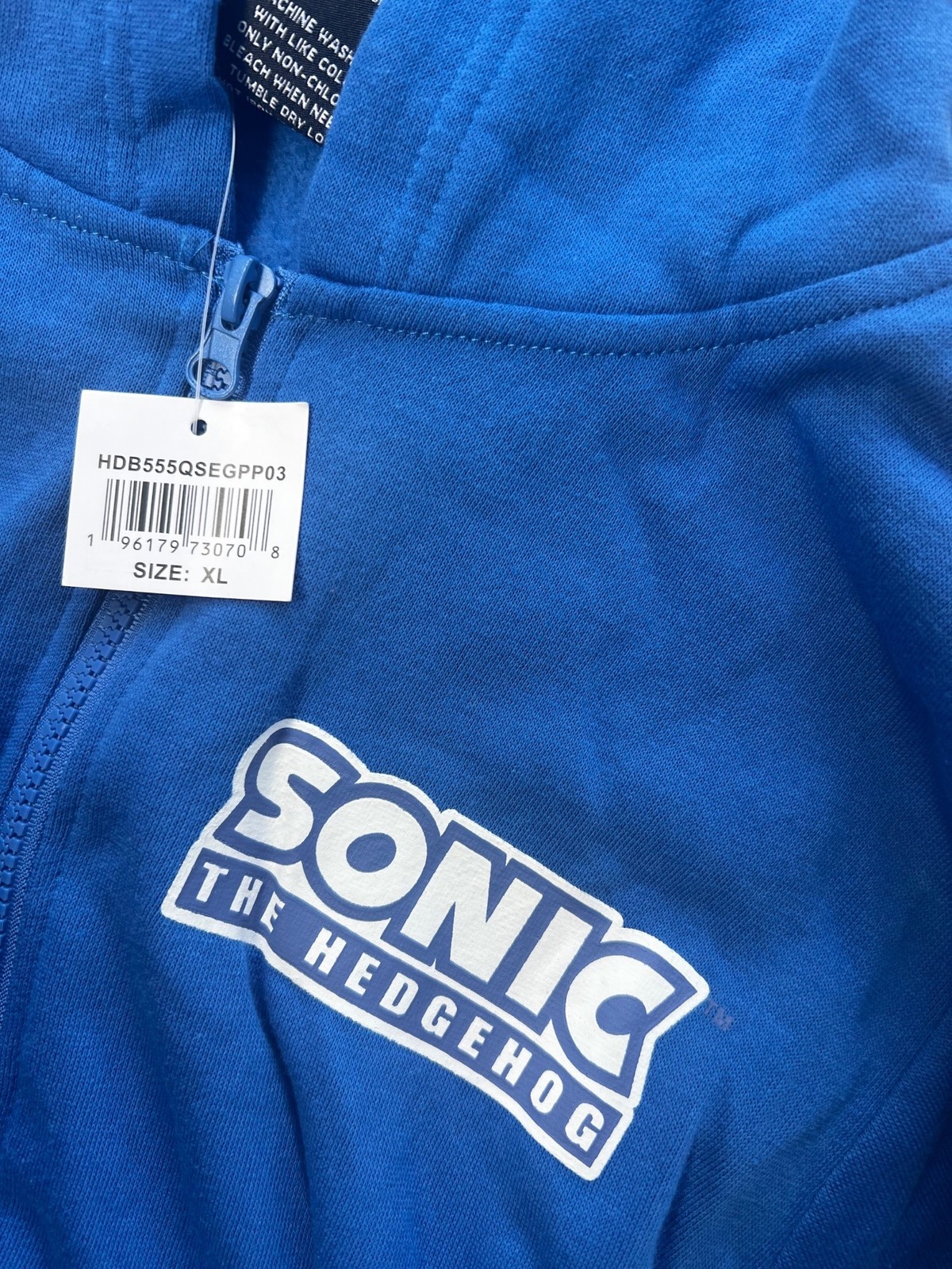 NWT Sonic the Hedgehog Zip-Up Hoodie cosplay Blue Hooded Sweatshirt XL image 3