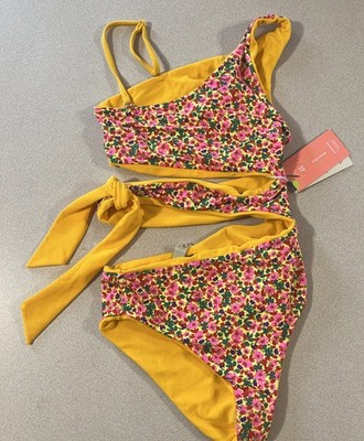 Maaji Sunset Gold Cutout Reversible Floral One-Piece Swimsuit NWT $161 Size S