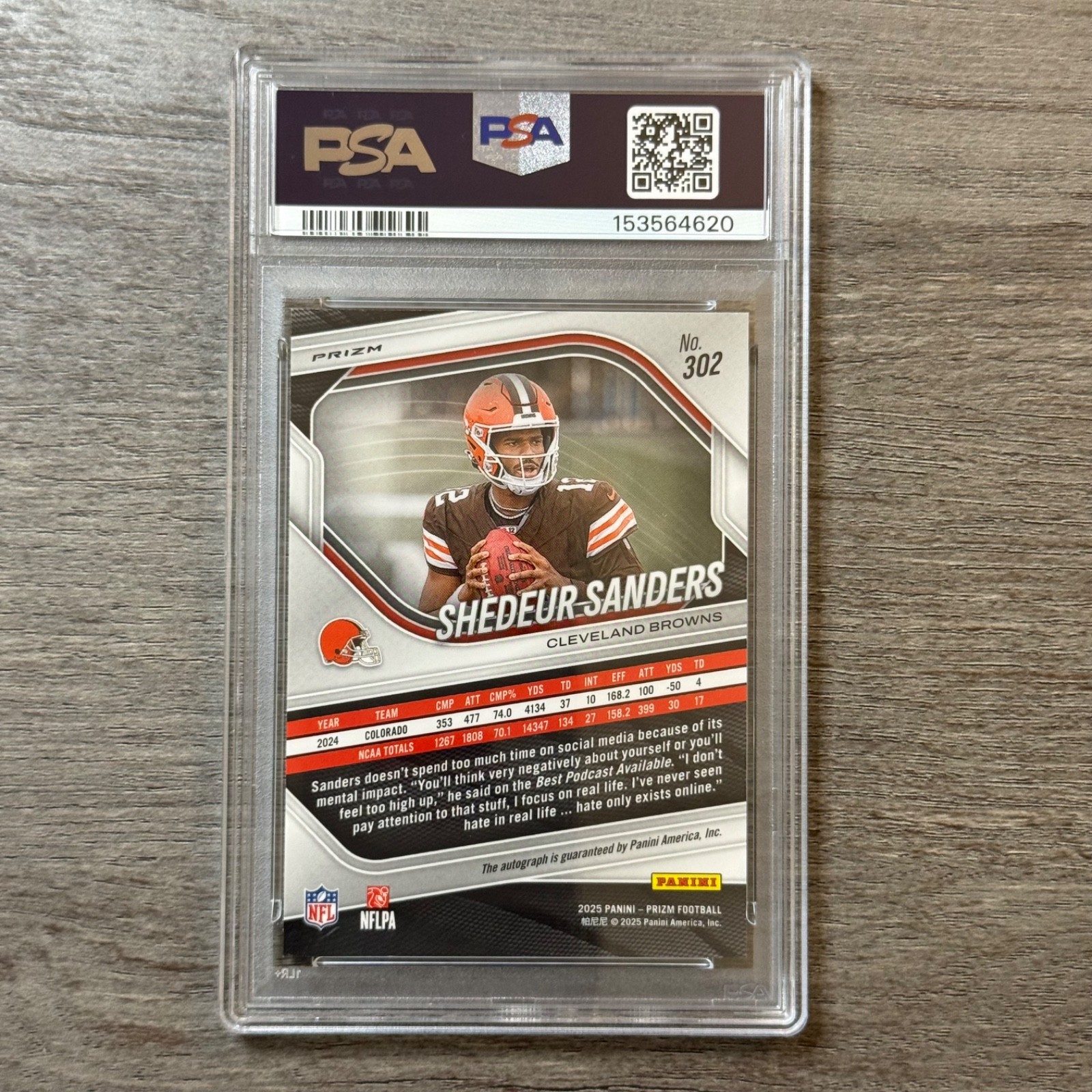 2025 Panini Prizm Shedeur Sanders Autograph Silver Prizm (RC) PSA 10  view 2