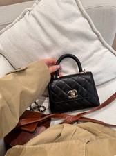 Chanel Coco Handle Nano Black Caviar Quilted Leather Top Handle Crossbody Bag