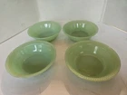 Set of 4 Fire King Jadeite Jane Ray 5" Fruit Dessert Berry Bowls Ribbed Edge