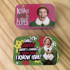 x2 Elf Will Farrell Christmas Movie OMG Santa I Know Him Mint Collectible Tin