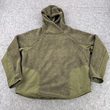 Nike Hoodie Mens Large Sherpa Fleece Pullover Cargo Khaki Sweatshirt AR7404-395