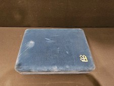 Vtg Blue Velvet Travel Jewelry Box Case Lined Clam Shell Style