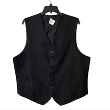 UTY Classic Black/Gray Button-Up Vest Size L Wool Blend