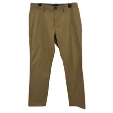 14th & Union Mens 34x30 Slim Fit Mid Rise Khaki Chino Pants Casual Flat Front