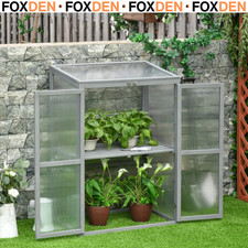 Image of Wooden Cold Frame Greenhouse with Polycarbonate Panels, 76 x 47 x 110 cm