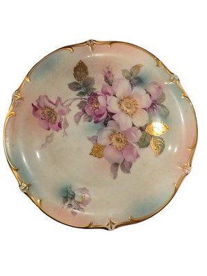 VTG CICO Schumann Arzberg Bavaria Wild Rose Gold Moriage Gilt Decorative Plate