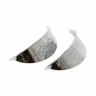 Coppia Visiere Metalliche Cromate Per Fari Ausiliari Moto Custom E Harley Davidson, Diametro Vetro 10 Cm