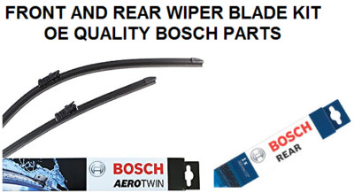 Jeep Compass Wiper Blade Set Front + Rear Windscreen 2006 Onwards BOSCH AEROTWIN