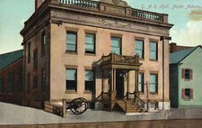 G.A.R. Hall Building Front View Door North Adams Massachusetts Vintage Postcard