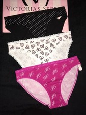 NWT Victorias Secret Cotton Bikini VS Logo Waistband Panties -LOT OF 3- Large L