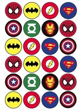 Marvel DC Logo Symbols Edible Personalised Cupcake Cake Toppers Party Birthday