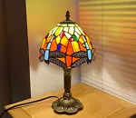 Tiffany Style Dragonfly Stained Glass Art Light Retro Decor Table Lamp 14"Tall
