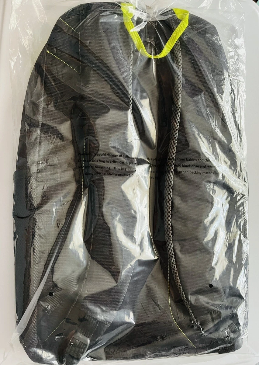 ULINE DAYPACK BACKPACK S 22528 BLACK NEON GREEN ZIPPERED POCKETS TEAR RESISTANT