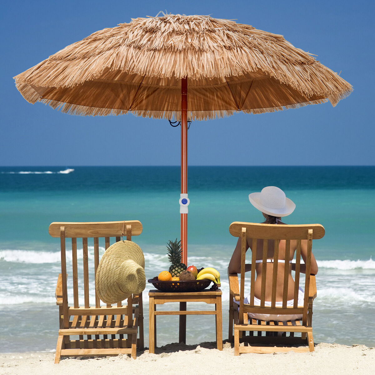 6' Patio Tropical Thatched Tiki Beach Umbrella Portable 6' Patio Tropical Thatched Tiki Beach Umbrella Portable