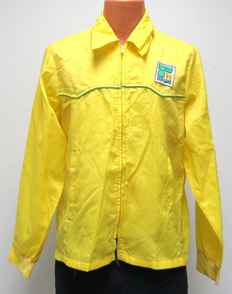 vtg HUBBARD FEEDS Windbreaker MED 60s/70s jacket farm yellow M