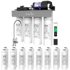 SimPure WP2-400GPD Alkaline pH+ RO Reverse Osmosis Water System+LCD TDS Meter
