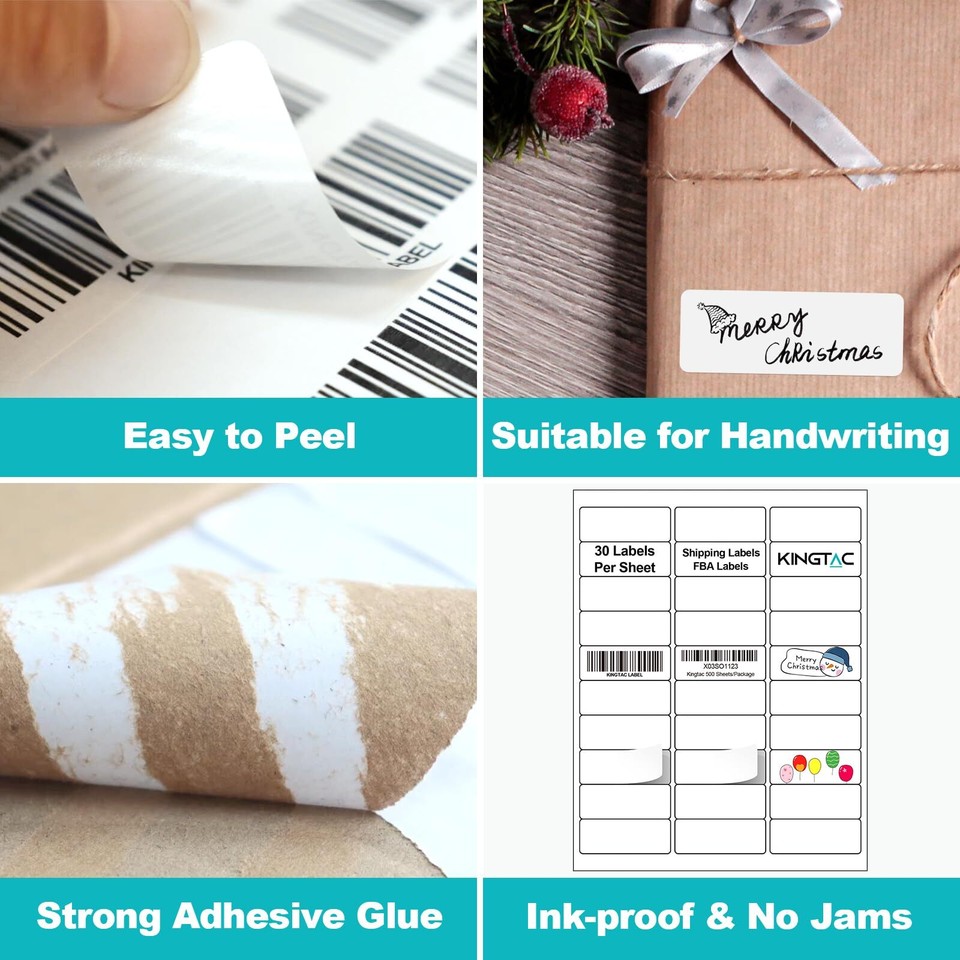 Shipping Address Labels for Inkjet or Laser Printer, 1"x25/8" Mailing