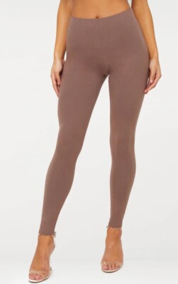 NWT Pretty Little Thing Brown High Waisted Cotton Stretch Leggings
