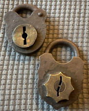 Two Antique Locks-Iron And Brass-No Keys