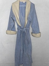 Charter Club Women's Faux Sherpa Long Fleece Robe Blue White XL NEW Warm Plush