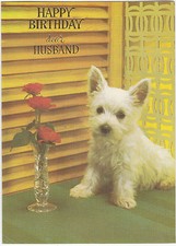 Husband Happy Birthday Vintage Greeting Card West Highland Terrier Dog Westie