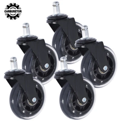 HOME-GARDEN-FIX 5 PCS 3 INCH Heavy Duty Office Chair Caster Rubber Swivel Wheels Replacement Set