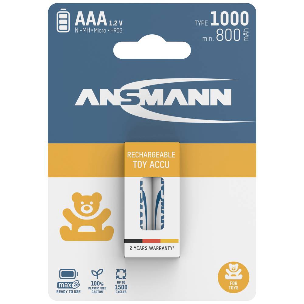 Ansmann 1311-0029 Batteria ricaricabile Ministilo (AAA) NiMH 800 mAh 1.2 V 2