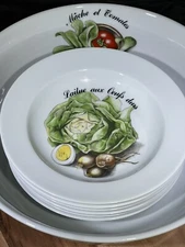 Limoges France Porcelain 6 Salad Plates And Large Bowl