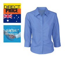 Ladies Poplin Womens Shirts Top Blouse Office Wear Formal Business Work Cotton